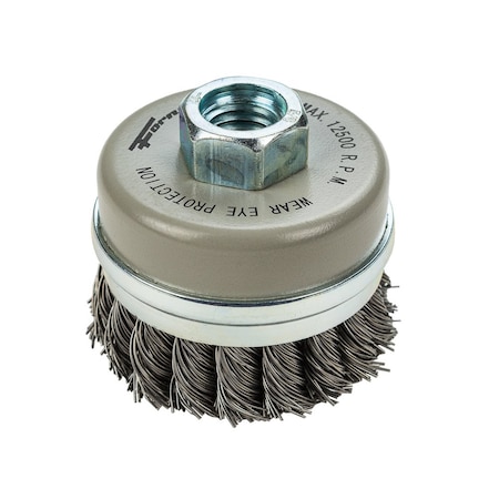 Forney Command PRO Cup Brush, Knotted, 2-3/4 in x .020 in x 5/8 in-11 72807